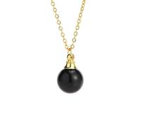 Collier en Cristal D'Obsidienne Avec Chaîne Dorée,Colliers Diffuseurs D'Huiles Essentielles pour Femmes,Pendentif Petite Boule Tendance,Amulette Chork,Bijoux Cadeaux pour Filles,Anniversaire,Noël,