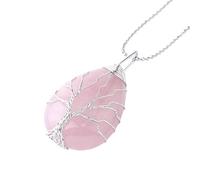 Collier En Cristal En Forme De Larme Arbre De Vie Pour Femmes Et Hommes, Fait À La Main, Enroulé De Fil, Pendentif En Pierre Naturelle, Amulette, Énergie Reiki, Guérison Des Chakras, Bijoux Spir