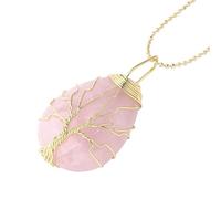Collier En Cristal En Forme De Larme Arbre De Vie Pour Femmes Et Hommes, Fait À La Main, Enroulé De Fil, Pendentif En Pierre Naturelle, Amulette, Énergie Reiki, Guérison Des Chakras, Bijoux Spir