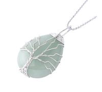 Collier En Cristal En Forme De Larme De L'Arbre De Vie Pour Femmes Et Hommes, Fait À La Main, Enroulé De Fil, Pendentif En Pierre Naturelle, Amulette, Énergie Reiki, Guérison Des Chakras, Bijoux
