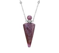 Collier En Cristal Naturel avec Pendentif Cône Diffuseur D'Huiles Essentielles Bouteille De Parfum Chaîne Ras Du Cou Point D'Énergie Bijoux En Pierres Précieuses pour Hommes Femmes Filles Cadeau