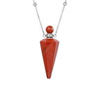 Collier En Cristal Naturel avec Pendentif Cône Diffuseur D'Huiles Essentielles Bouteille De Parfum Chaîne Ras Du Cou Point D'Énergie Bijoux En Pierres Précieuses pour Hommes Femmes Filles Cadeau