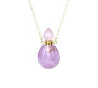 Collier En Cristal Naturel avec Pendentif Hexagonal En Forme De Cœur Conique, Diffuseur D'Huiles Essentielles, Bouteille De Parfum, Chaîne Ras Du Cou, Bijoux En Pierres Précieuses Énergétiques,