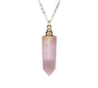 Collier En Cristal Naturel avec Pendentif Hexagonal En Forme De Cœur Conique, Diffuseur D'Huiles Essentielles, Bouteille De Parfum, Chaîne Ras Du Cou, Bijoux En Pierres Précieuses Énergétiques,