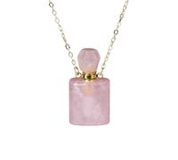 Collier En Cristal Naturel avec Pendentif Hexagonal En Forme De Cœur Conique, Diffuseur D'Huiles Essentielles, Bouteille De Parfum, Chaîne Ras Du Cou, Bijoux En Pierres Précieuses Énergétiques,