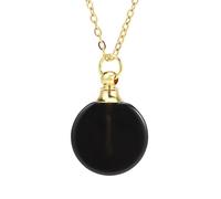 Collier En Cristal Naturel avec Pendentif Rond, Diffuseur D'Huiles Essentielles, Bouteille De Parfum, Chaîne Ras Du Cou, Bijoux En Pierres Précieuses Énergétiques pour Hommes, Femmes et Filles,