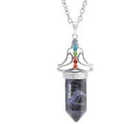 Collier en Cristal Naturel Hexagonal Pointu, Breloque Énergétique pour Méditation, Yoga, Reiki, 7 Chakras, Avec Chaîne en Argent, Bijou Ras Du Cou Fantaisie en Sodalite pour Homme Et Femme