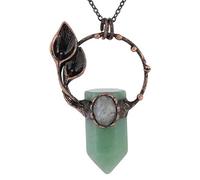 Collier en Cristal Naturel Hexagonal Pointu, Pendentif Géométrique en Cuivre Avec Chaîne en Argent, Ras Du Cou Ovale en Labradorite, Bijoux Fantaisie pour Femmes Et Hommes, Aventurine