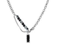 Collier en cristal noir en acier inoxydable avec chaîne à maillons style streetwear, longueur réglable, bijou unisexe pour toutes les occasions, collier plastron en acier unisexe