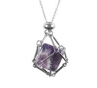 Collier en cristal taillé de qualité supérieure associé à une chaîne de cou ergonomique et un collier brillant en cristal naturel monté en pierre palmée, Red East Tomb, Comme décrit, Comme décrit.