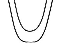 Collier en cuir noir Corde tressé à la main Chaîne cordon ciré Fermoir en acier inoxydable 316L Corde lien chaîne Cadeau de fête Longueur 76cm Cire cordon collier