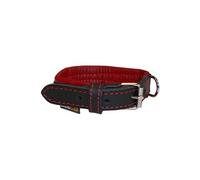 Collier en Cuir Noir et Rouge Souple et Reglable pour petit chien, taille S 27-35 cm