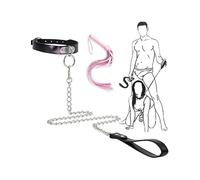 Collier en Cuir Noir PU Lisse Collier pour Animaux De Compagnie, Boucle en Fer à Encliqueter, Connexion De Corde De Traction, Rose Chatons BâTon, Cadeau pour Animaux De Compagnie - K17