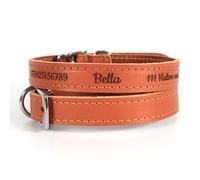 Collier en Cuir personnalisé pour Chiens/Chiots | Concevez Une Identification Unique pour Votre Animal | Gravure Laser - Taille 4, Marron Clair