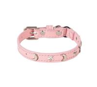 Collier en cuir pour chat, convient aux chats garçons et filles, avec bande élastique, collier à boucle réglable étoile et lune, convient aux petits chats et aux grands chats, taille 8 à (RD3, 27.5cm)