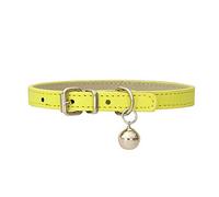 Collier en cuir PU pour chien et chat Collier à clochette pour chien Jaune