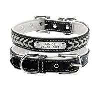 Collier en Cuir PU pour Chien, Sangle Souple Tissée À La Main, Étiquette D'identification, Personnalisé, pour Carlin, Chihuahuas, Schnauzers, Bouledogues,Blanc,XS