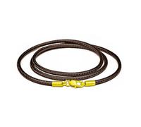Collier en Cuir Ras du Cou Noir Marron Corde Tressée Chaîne Cordon pour Femme Homme Pendentif Boucle en Acier Inoxydable Bijoux - CaféOr 3 mm-60 cm
