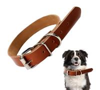 Collier en cuir roulé pour chien - Collier réglable pour chien de taille moyenne avec boucle - Colliers en cuir faits à la main pour chiens de petite, moyenne et grande taille pour promener, dresser