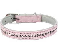 Collier en cuir Trixie Active Comfort avec strass, XXS-XS : 17-21 cm / 12 mm, rose