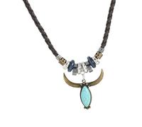 Collier en cuir turquoise pour peaux sensibles et collier en cuir avec pendentif turquoise moderne, taille unique, Comme décrit, Comme décrit.