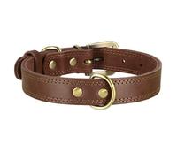 Collier en Cuir véritable Durable et réglable pour Chiens de Taille Moyenne et Grande, idéal pour l'entraînement au Berger Allemand et la Chasse, Marron