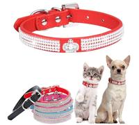 Collier en diamant pour chiens de petite taille, collier avec couronne fantaisie pour chien, chiot et chat de petite, moyenne et grande taille (rouge, taille M)