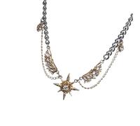 Collier en forme d ' aile d ' étoile avec accent en alliage étincelant, bijoux de cou unisexes confortables pour un événement décontracté ou formel, collier à pendentif en forme d ' aile tendance