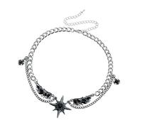 Collier en forme d ' aile d ' étoile avec accent en alliage étincelant, bijoux de cou unisexes confortables pour un événement décontracté ou formel, collier à pendentif en forme d ' aile tendance