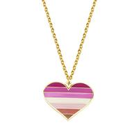 Collier en forme d'arc-en-ciel avec fierté arc-en-ciel LGBT - Cadeau de fierté arc-en-ciel, Or (Lesbian Heart)