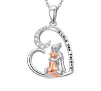 Collier en forme de chien en diamant pour femme en argent sterling 925 avec diamants de laboratoire « Für immer in meinem Herz » Cadeau pour les amoureux des animaux