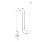 Collier en forme de croix - Bijoux de cou chrétiens pour le culte | Pendentif en argent sterling massif avec oxyde de zirconium étincelant et chaîne vénitienne réglable pour femme, mère, petite amie