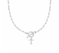 Collier en forme de cœur avec fermoir à bascule Eben - Collier avec initiale A Z pour femme - Collier avec pendentif en forme de lettre de l'alphabet doré - Chaîne épaisse - Collier de tennis pour