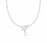 Collier en forme de cœur avec fermoir à bascule Eben - Collier avec initiale A Z pour femme - Collier avec pendentif en forme de lettre de l'alphabet doré - Chaîne épaisse - Collier de tennis pour
