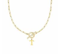 Collier en forme de cœur avec fermoir à bascule Eben - Collier avec initiale A Z pour femme - Collier avec pendentif en forme de lettre de l'alphabet doré - Chaîne épaisse - Collier de tennis pour
