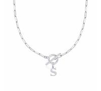 Collier en forme de cœur avec fermoir à bascule Eben - Collier avec initiale A Z pour femme - Collier avec pendentif en forme de lettre de l'alphabet doré - Chaîne épaisse - Collier de tennis pour