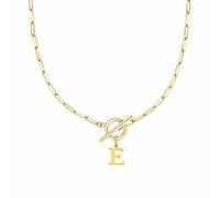 Collier en forme de cœur avec fermoir à bascule Eben - Collier avec initiale A Z pour femme - Collier avec pendentif en forme de lettre de l'alphabet doré - Chaîne épaisse - Collier de tennis pour