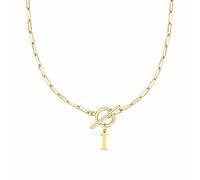 Collier en forme de cœur avec fermoir à bascule Eben - Collier avec initiale A Z pour femme - Collier avec pendentif en forme de lettre de l'alphabet doré - Chaîne épaisse - Collier de tennis pour
