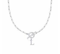 Collier en forme de cœur avec fermoir à bascule Eben - Collier avec initiale A Z pour femme - Collier avec pendentif en forme de lettre de l'alphabet doré - Chaîne épaisse - Collier de tennis pour