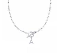 Collier en forme de cœur avec fermoir à bascule Eben - Collier avec initiale A Z pour femme - Collier avec pendentif en forme de lettre de l'alphabet doré - Chaîne épaisse - Collier de tennis pour