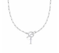Collier en forme de cœur avec fermoir à bascule Eben - Collier avec initiale A Z pour femme - Collier avec pendentif en forme de lettre de l'alphabet doré - Chaîne épaisse - Collier de tennis pour