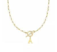 Collier en forme de cœur avec fermoir à bascule Eben - Collier avec initiale A Z pour femme - Collier avec pendentif en forme de lettre de l'alphabet doré - Chaîne épaisse - Collier de tennis pour