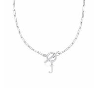Collier en forme de cœur avec fermoir à bascule Eben - Collier avec initiale A Z pour femme - Collier avec pendentif en forme de lettre de l'alphabet doré - Chaîne épaisse - Collier de tennis pour