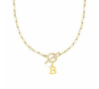 Collier en forme de cœur avec fermoir à bascule Eben - Collier avec initiale A Z pour femme - Collier avec pendentif en forme de lettre de l'alphabet doré - Chaîne épaisse - Collier de tennis pour