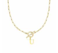 Collier en forme de cœur avec fermoir à bascule Eben - Collier avec initiale A Z pour femme - Collier avec pendentif en forme de lettre de l'alphabet doré - Chaîne épaisse - Collier de tennis pour