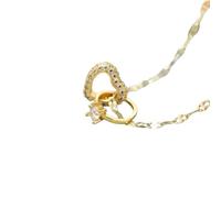 Collier en forme de cœur pour femme - Simple - Bijoux de fête - Collier tendance pour un usage quotidien, adjustable, Zircone cubique