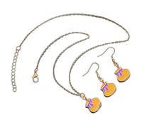 Collier en forme de cœur pour Halloween, boucles d'oreilles amusantes, ensemble de boucles d'oreilles en forme de pot à fondre, bijoux d'Halloween pour femme, 27.5x1.7x1cm, Zinc
