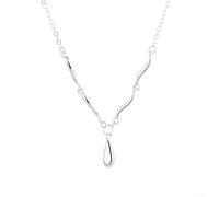 Collier en forme de goutte d'eau ondulé avec construction en cuivre et design minimaliste, offrant un accessoire lisse et sophistiqué à superposer ou à porter seul