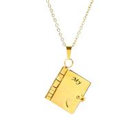 Collier en forme de livre pour ma fille - avec 6 pages en or ouvrables et collectionnables - Collier livre à chapitres - Pour anniversaire, Noël, vacances, fête, maison, école, chambre enfant famille