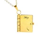 Collier en forme de livre pour ma fille avec pendentif doré réglable avec 6, riferimento alla descrizione, Acier titane, Veuillez vous référer à la description